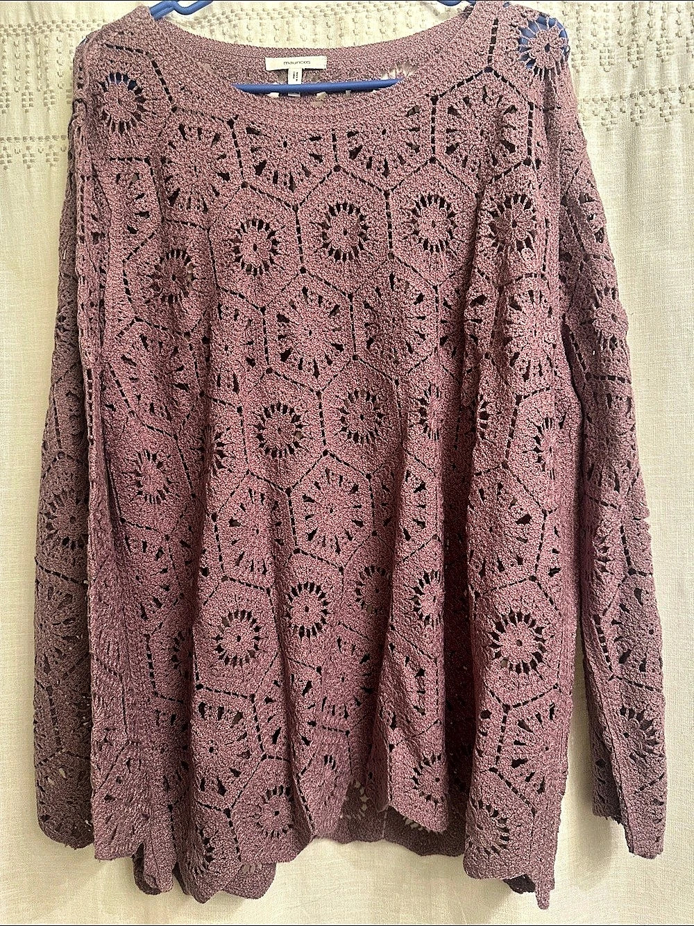 Maurices Crochet Tunic Purple Size XXL Like New